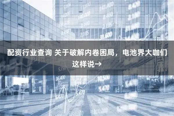 配资行业查询 关于破解内卷困局，电池界大咖们这样说→