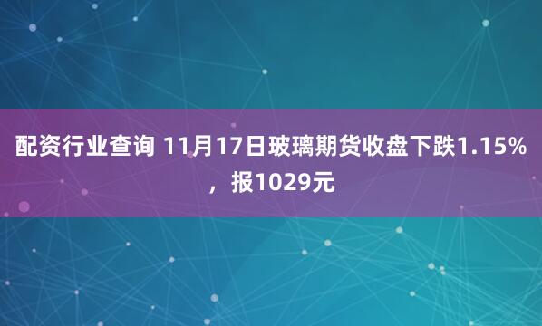 配资行业查询 11月17日玻璃期货收盘下跌1.15%，报1029元